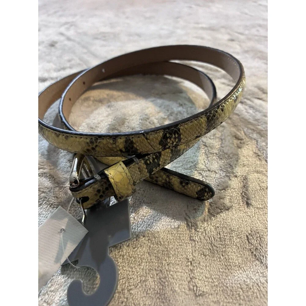 Ann Taylor Faux Snake Skin Belt Small Skinny Yellow And Gray